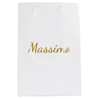 Gold Colour Calligraphy Elegant Plain Simple Name Medium Gift Bag