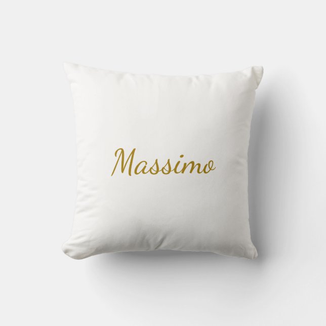 Gold Colour Calligraphy Elegant Plain Simple Name Throw Pillow (Front)