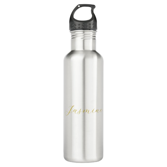 Gold Colour Calligraphy Professional Custom Name 710 Ml Water Bottle (Front)