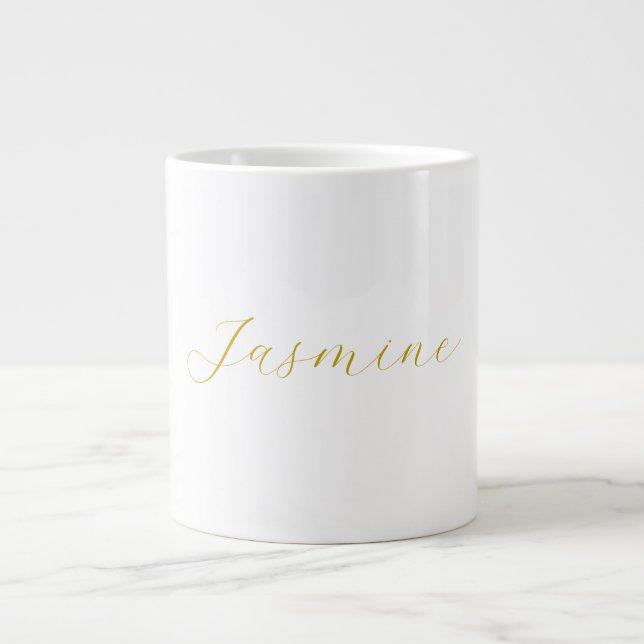 Gold Colour Calligraphy Professional Custom Name Large Coffee Mug (Front)