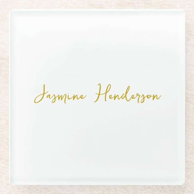 Gold Colour Calligraphy Professional Glass Coaster (Front)