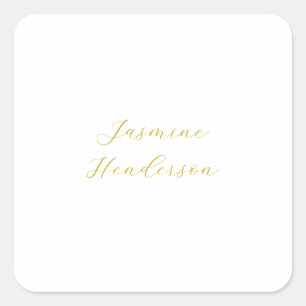 Gold Colour Calligraphy Professional Name Square Sticker