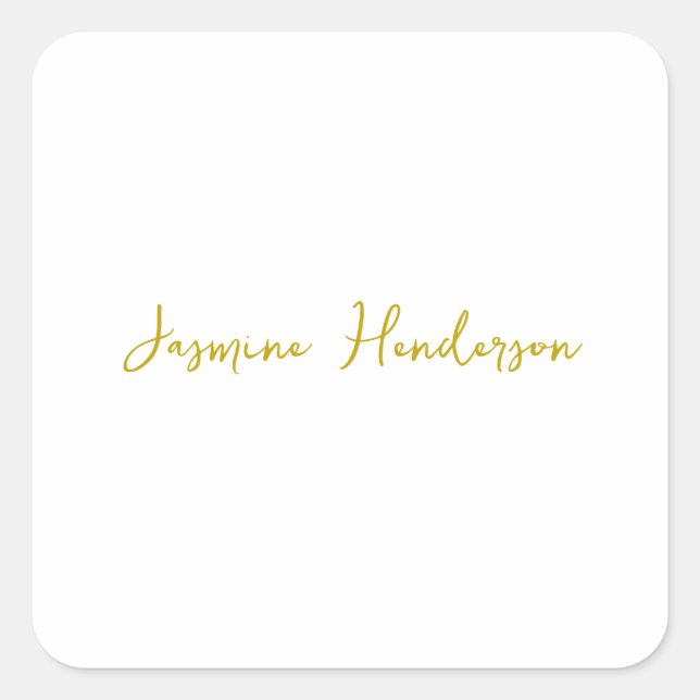 Gold Colour Calligraphy Professional  Square Sticker (Front)