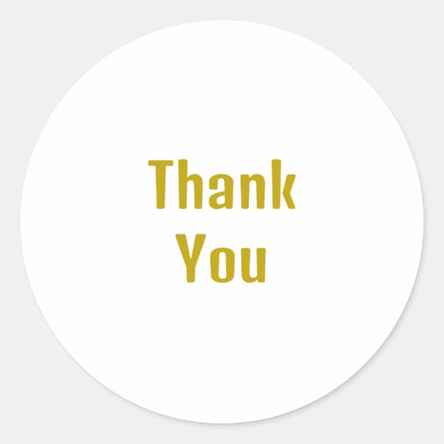 Gold Colour Calligraphy Professional Thank You Classic Round Sticker (Front)