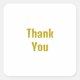 Gold Colour Calligraphy Professional Thank You Square Sticker