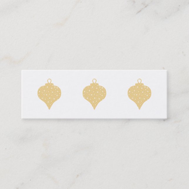 Gold Colour Christmas Bauble Design. Mini Business Card (Front)