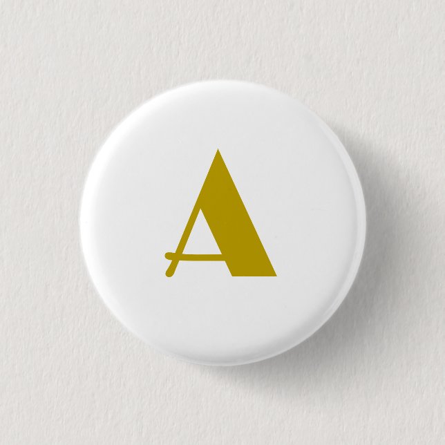 Gold Colour Custom Monogram Initial Letter Plain 1 Inch Round Button (Front)
