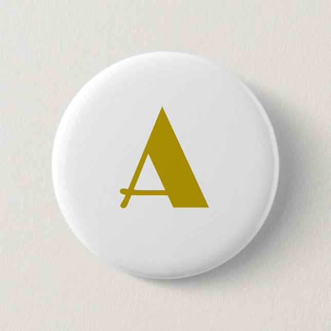Gold Colour Custom Monogram Initial Letter Plain 2 Inch Round Button (Front)