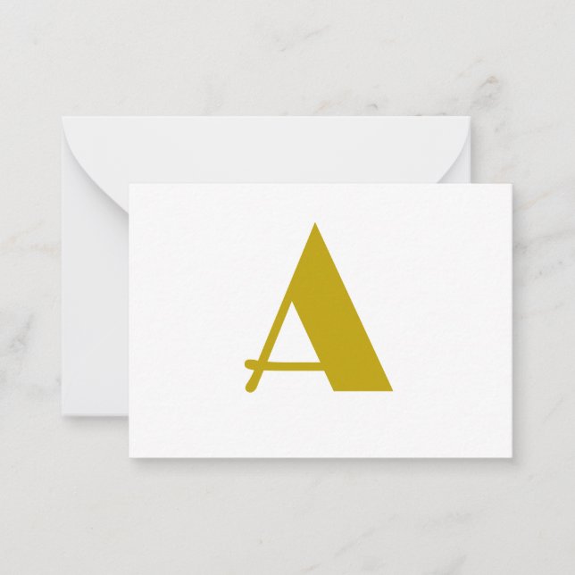 Gold Colour Custom Monogram Initial Letter Plain Card (Front)