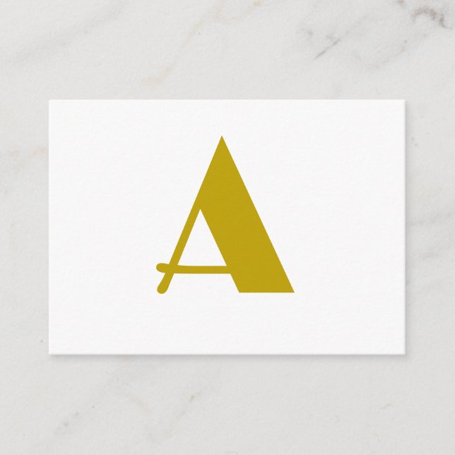 Gold Colour Custom Monogram Initial Letter Plain Enclosure Card (Front)