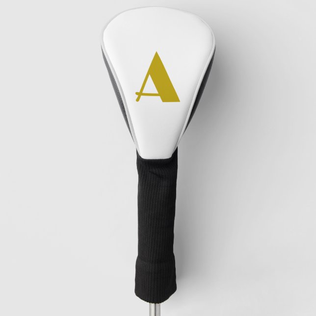 Gold Colour Custom Monogram Initial Letter Plain Golf Head Cover (Front)