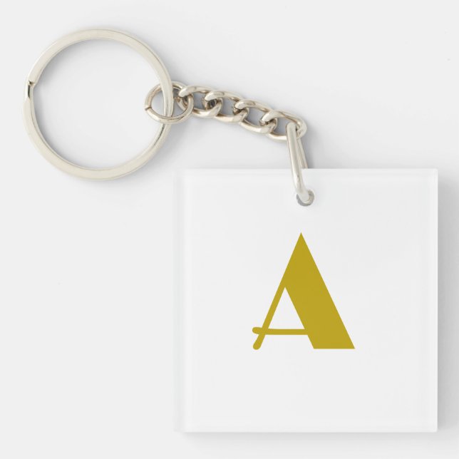 Gold Colour Custom Monogram Initial Letter Plain Keychain (Front)