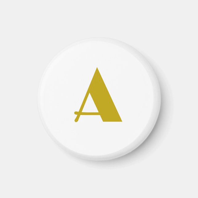 Gold Colour Custom Monogram Initial Letter Plain Magnet (Front)