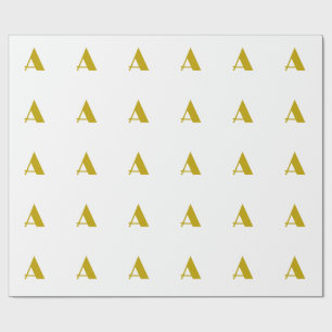 Gold Colour Custom Monogram Initial Letter Plain Wrapping Paper