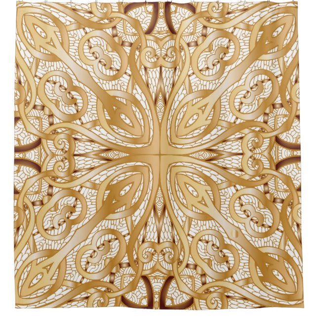 Gold colour, decorative seamless pattern. (Front)
