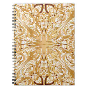 Gold colour, decorative seamless pattern. notebook