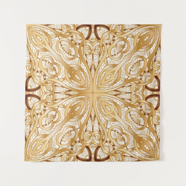 Gold colour, decorative seamless pattern. tapestry (Front)