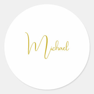 Gold Colour Elegant Stylish Trendy Unique Script Classic Round Sticker