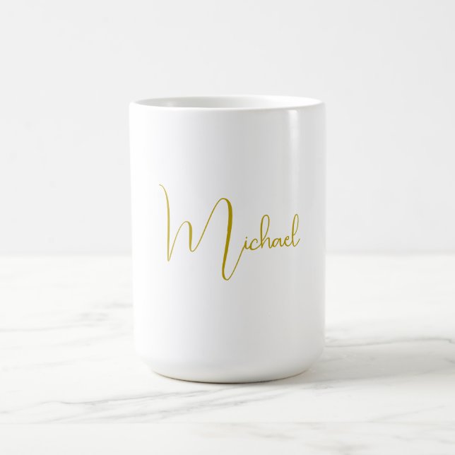 Gold Colour Elegant Stylish Trendy Unique Script Coffee Mug (Center)