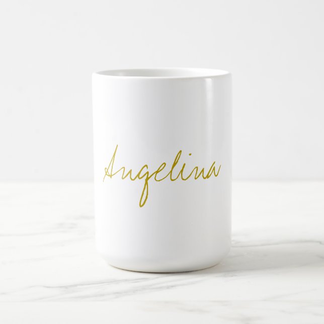 Gold Colour Elegant Stylish Trendy Unique Script Coffee Mug (Center)