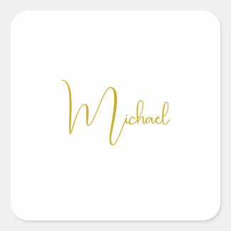 Gold Colour Elegant Stylish Trendy Unique Script Square Sticker