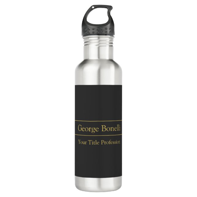 Gold Colour Grey Classical Personal Customize Chic 710 Ml Water Bottle (Front)