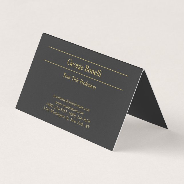 Gold Colour Grey Classical Personal Customize Chic Business Card (Front)