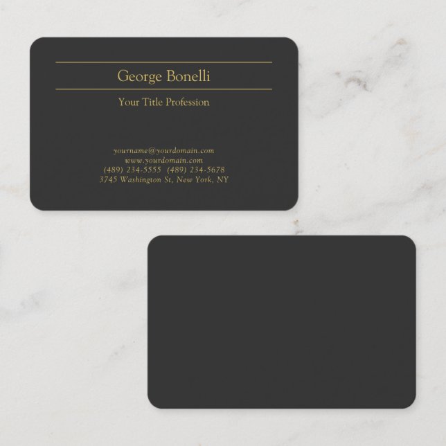 Gold Colour Grey Classical Personal Customize Chic Business Card (Front/Back)