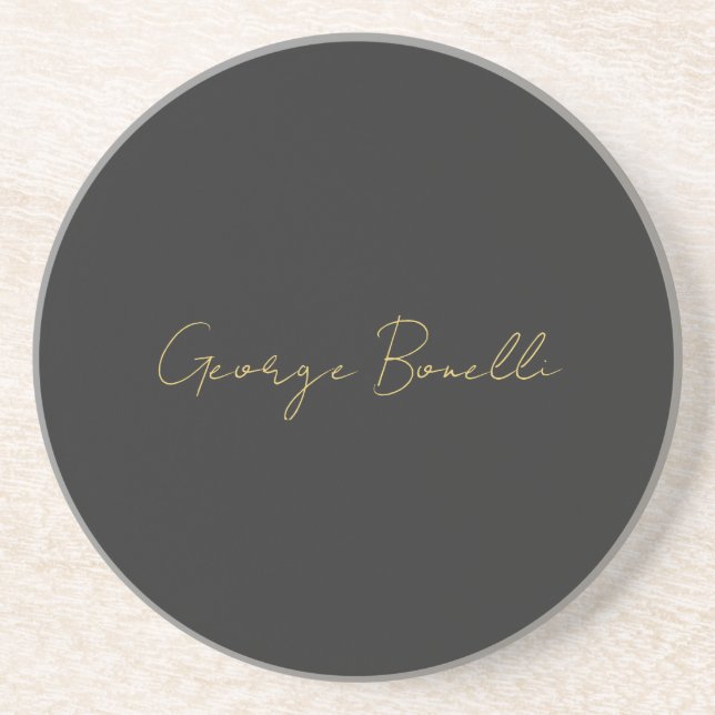 Gold Colour Grey Classical Personal Customize Chic Coaster (Front)