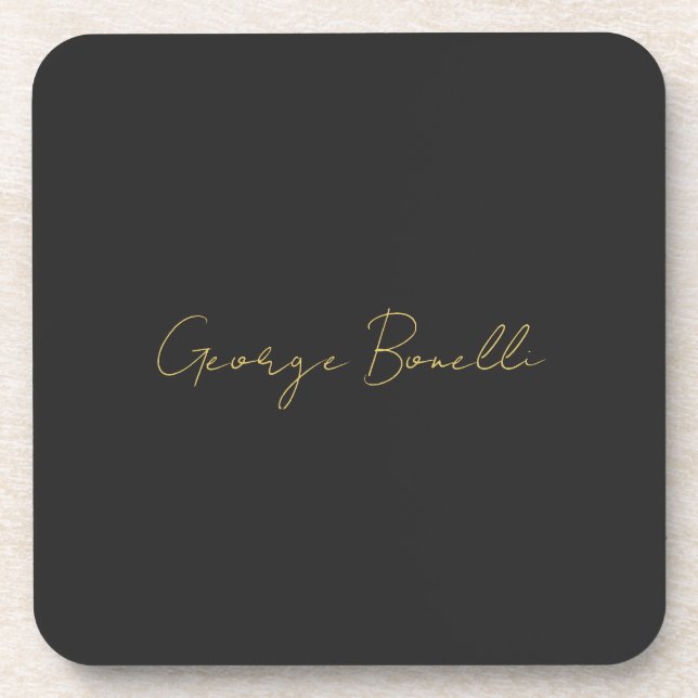 Gold Colour Grey Classical Personal Customize Chic Coaster (Front)