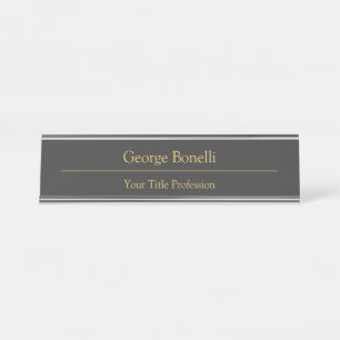 Gold Colour Grey Classical Personal Customize Chic Desk Name Plate
