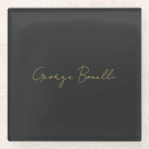 Gold Colour Grey Classical Personal Customize Chic Glass Coaster