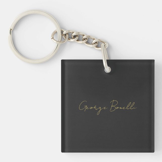Gold Colour Grey Classical Personal Customize Chic Keychain (Front)