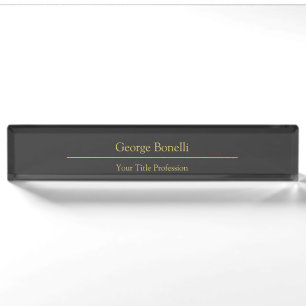Gold Colour Grey Classical Personal Customize Chic Nameplate
