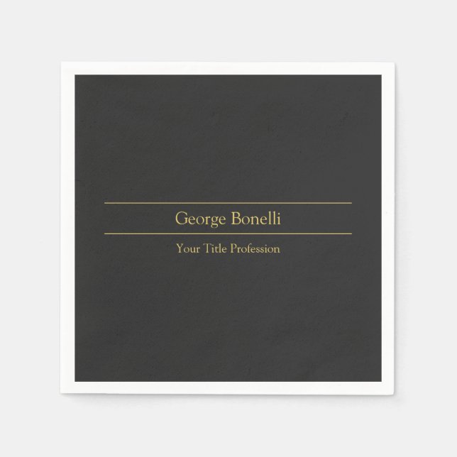 Gold Colour Grey Classical Personal Customize Chic Napkin (Front)