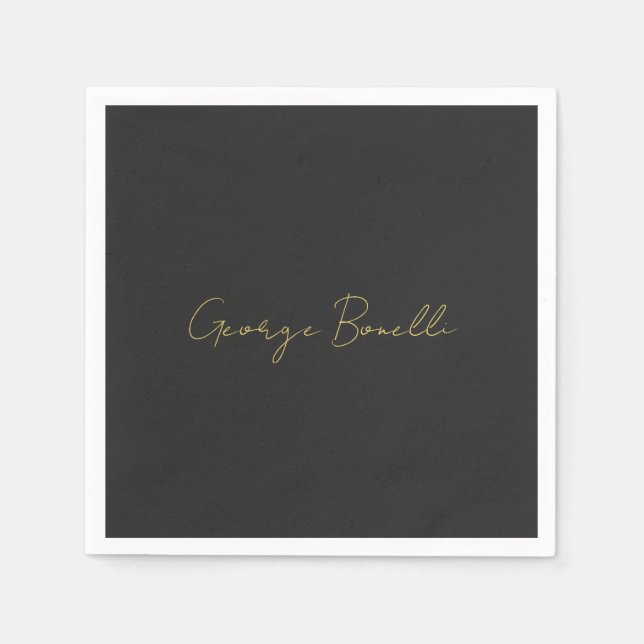 Gold Colour Grey Classical Personal Customize Chic Napkin (Front)