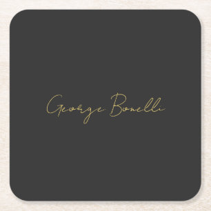 Gold Colour Grey Classical Personal Customize Chic Square Paper Coaster