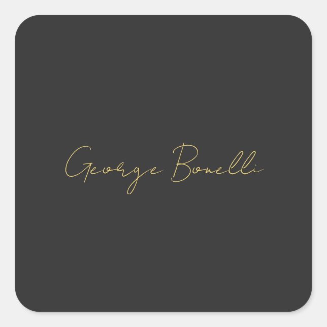 Gold Colour Grey Classical Personal Customize Chic Square Sticker (Front)