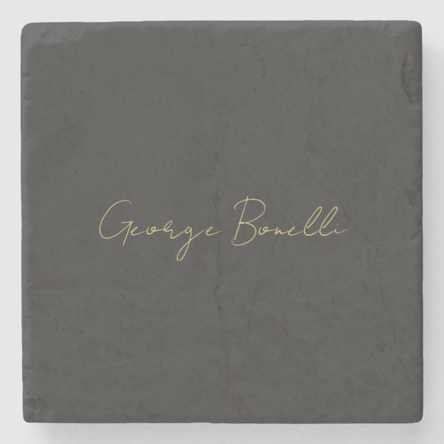 Gold Colour Grey Classical Personal Customize Chic Stone Coaster (Front)