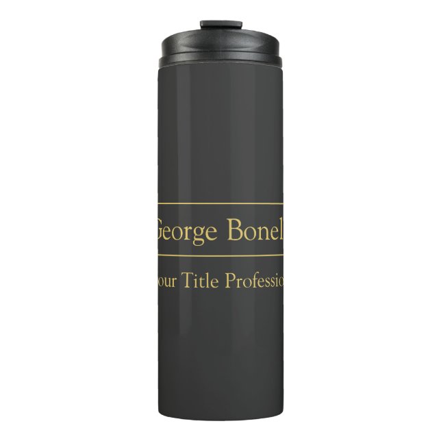 Gold Colour Grey Classical Personal Customize Chic Thermal Tumbler (Front)