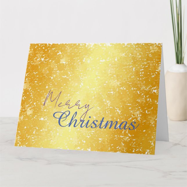 Gold Colour Merry Christmas Family Message New Yea Card (Front)