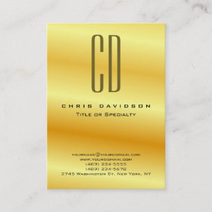 Gold Colour Minimalist Modern Monogram Business Card
