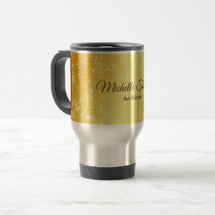 Gold Colour Minimalist Modern Script Calligraphy Travel Mug