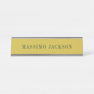 Gold Colour Minimalist Plain Modern  Desk Name Plate