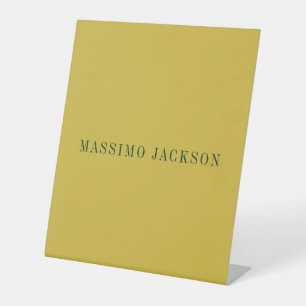 Gold Colour Minimalist Plain Modern Pedestal Sign