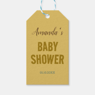 Gold Colour Modern Minimalist Baby Shower Gift Tags