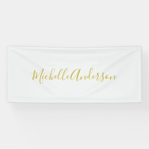 Gold Colour Modern Minimalist Handwriting Name Banner