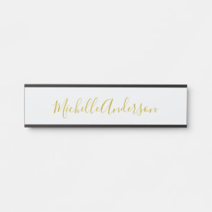Gold Colour Modern Minimalist Handwriting Name Door Sign