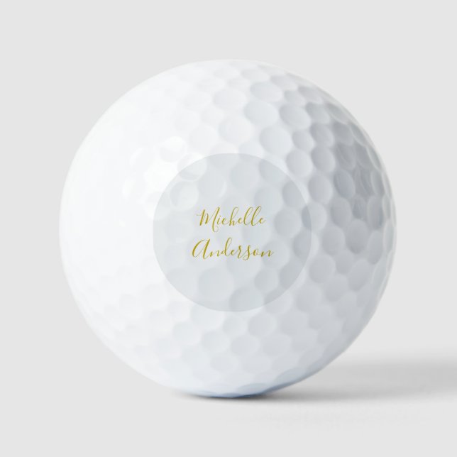 Gold Colour Modern Minimalist Handwriting Name Golf Balls (Front)