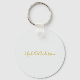 Gold Colour Modern Minimalist Handwriting Name Keychain